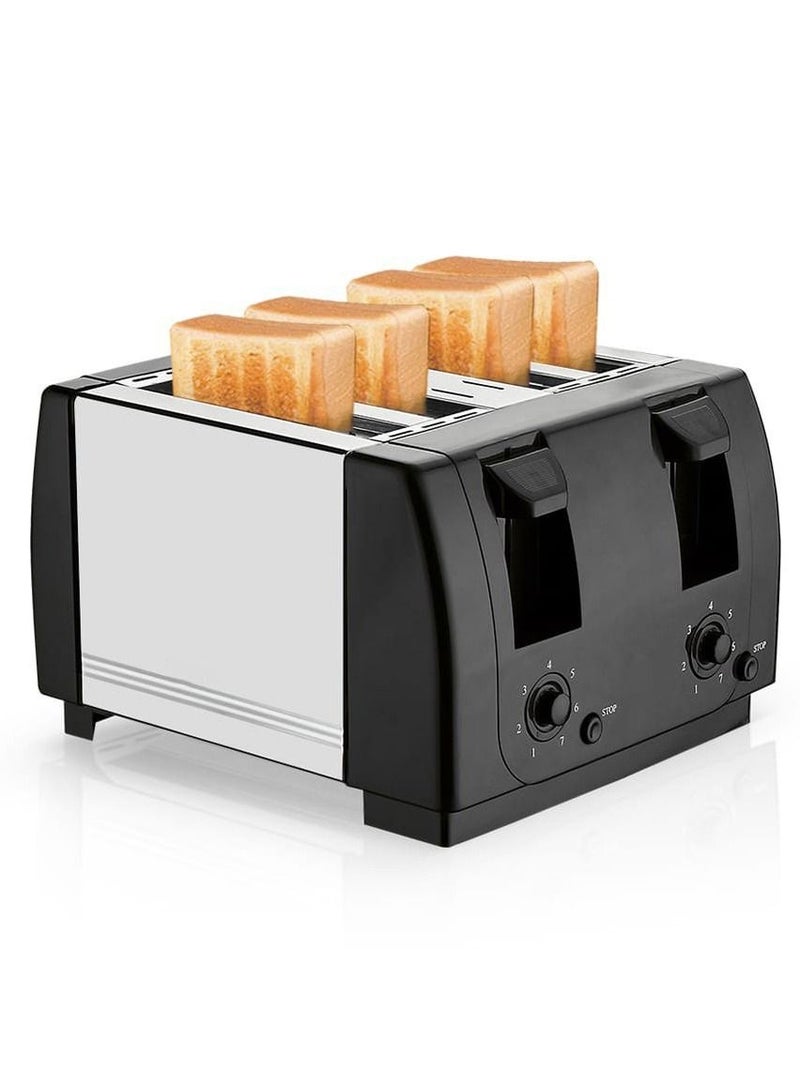 Classic Stainless Steel 4 Slice Bread Toaster With High Lift And Wide Slots Adjustable Browning Control Cancel And Defrost Function