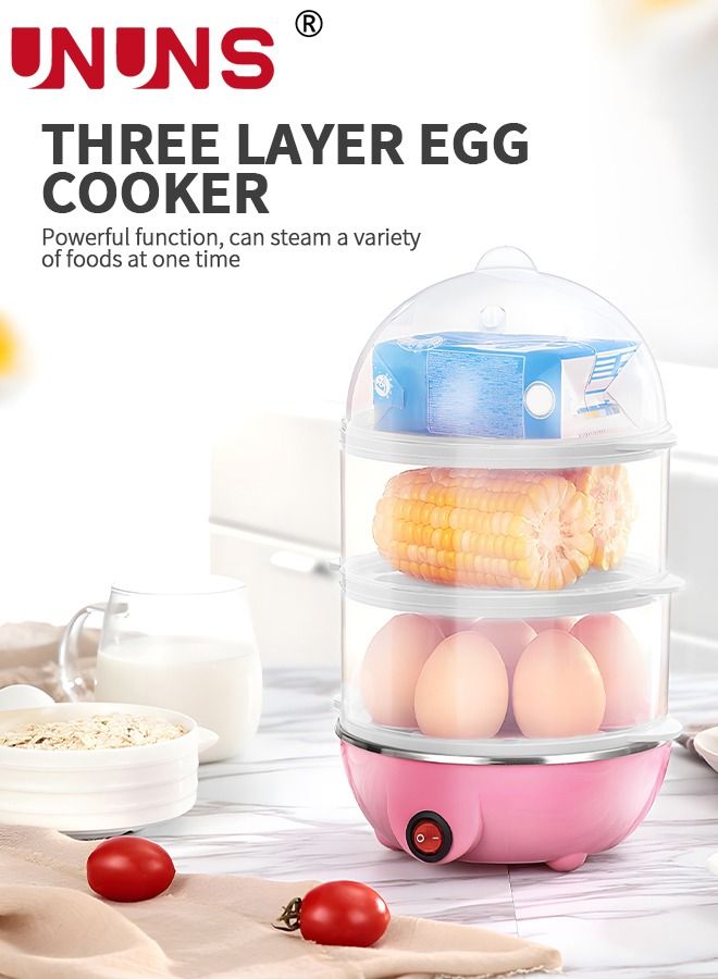 Electric Egg Cooker Boiler Maker, 21 Egg Capacity 3 Layer Egg Maker,Egg Steamer Automatic Shut Off, Egg Slicer And Stainless Steel Bowl included,Noise Free
