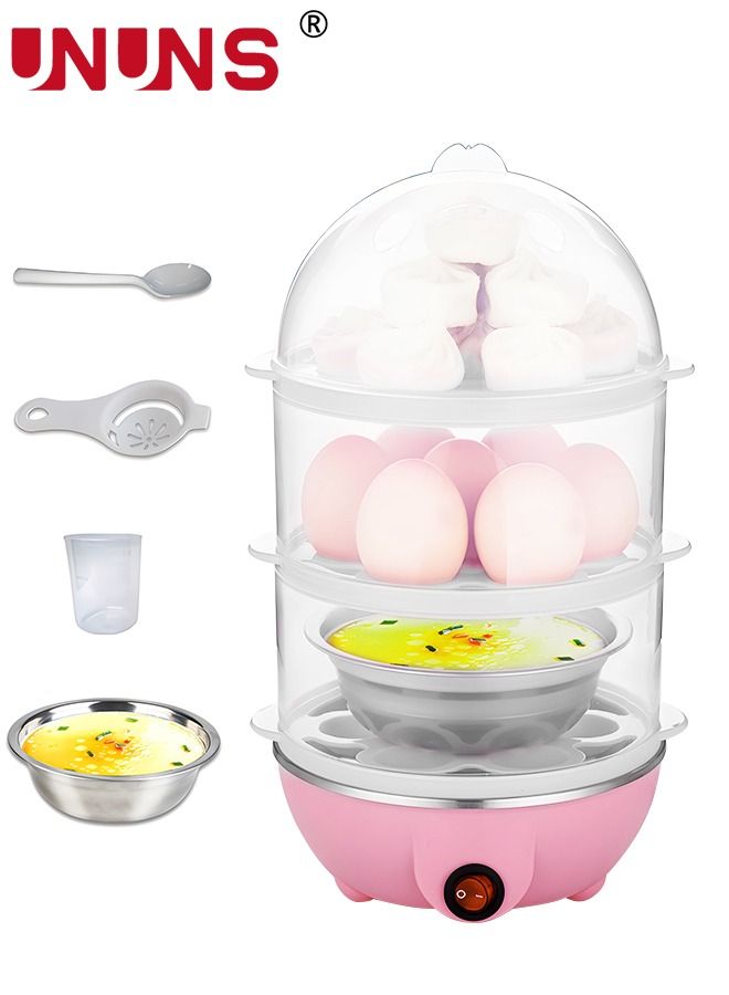 Electric Egg Cooker Boiler Maker, 21 Egg Capacity 3 Layer Egg Maker,Egg Steamer Automatic Shut Off, Egg Slicer And Stainless Steel Bowl included,Noise Free