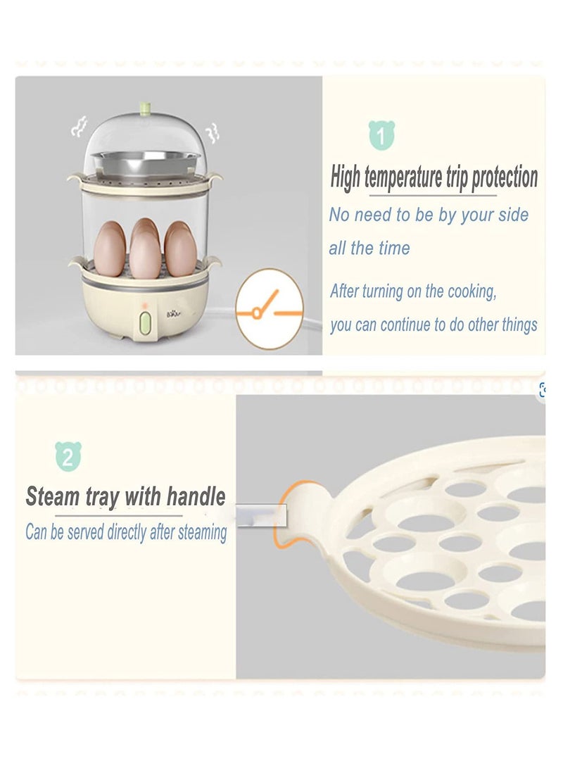 Multifunction Electric Egg Boiler Cooker Double Layer Steamer with Visual Cover for Breakfast