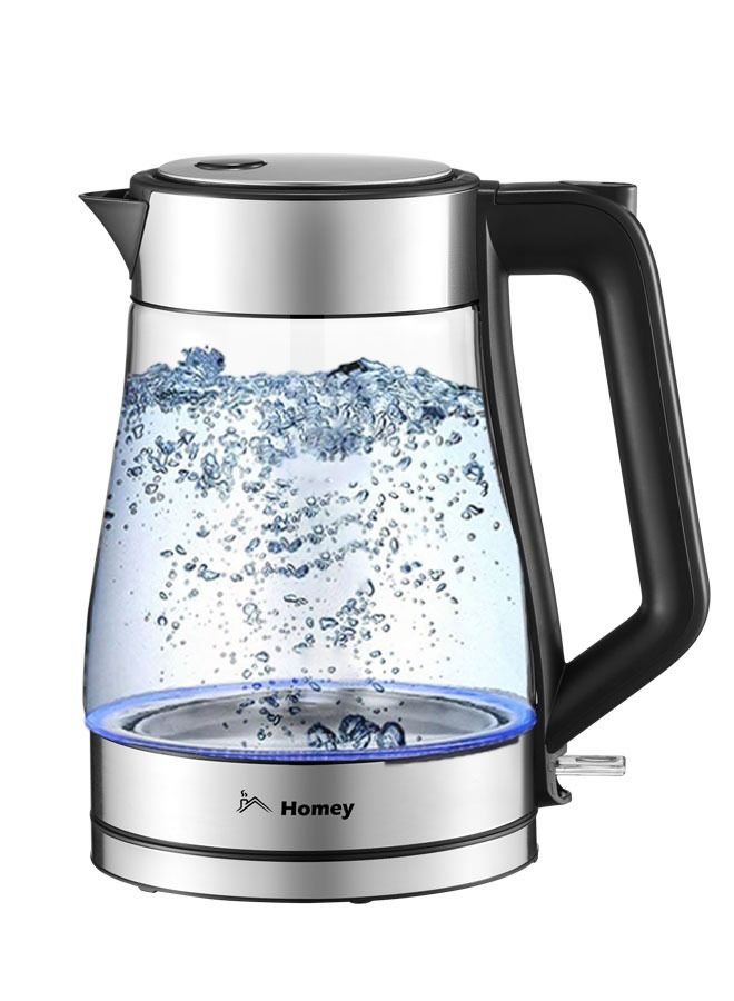 Homey Glass Electric Kettle: Fast, Safe, and Stylish! Boil 1.7L of water with auto shutoff & boil dry protection. Perfect for tea and coffee.