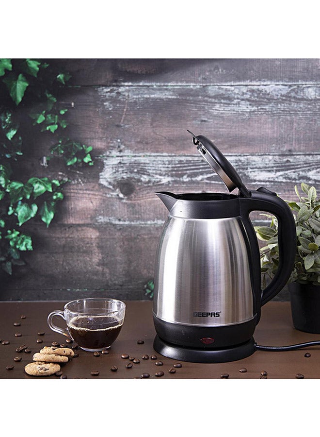 Stainless Steel Kettle, Double Shell Structure, GK5459 | 1.5L Boil Dry Protection Kettle | Automatic Cut Off | Hidden Heating Element | 360 Cordless Jug Kettle 1400 W GK5459 Silver/Black