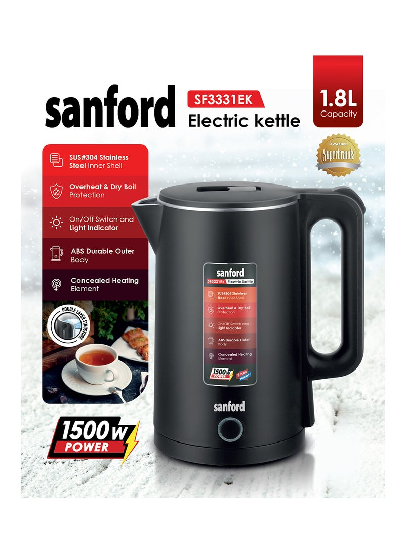 STAINLESS STEEL ELECTRIC KETTLE 1.8 L 1500 W SF3331EK Black, White