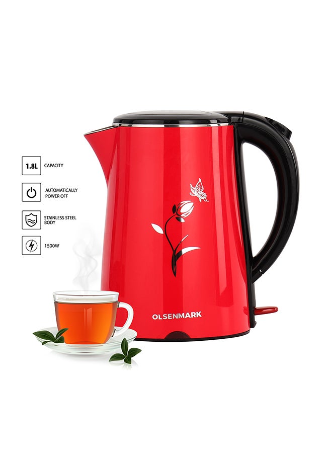 Stainless Steel Electric Kettle 1.8 L 1500.0 W OMK2355-1 Red