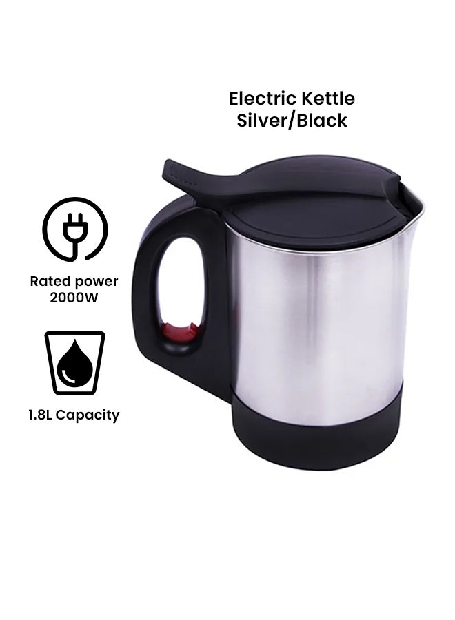 Electric Kettle Portable Fast Boil for General Use Concealed Stainless Steel Body 1.8 L 2000.0 W GK165 Silver/Black