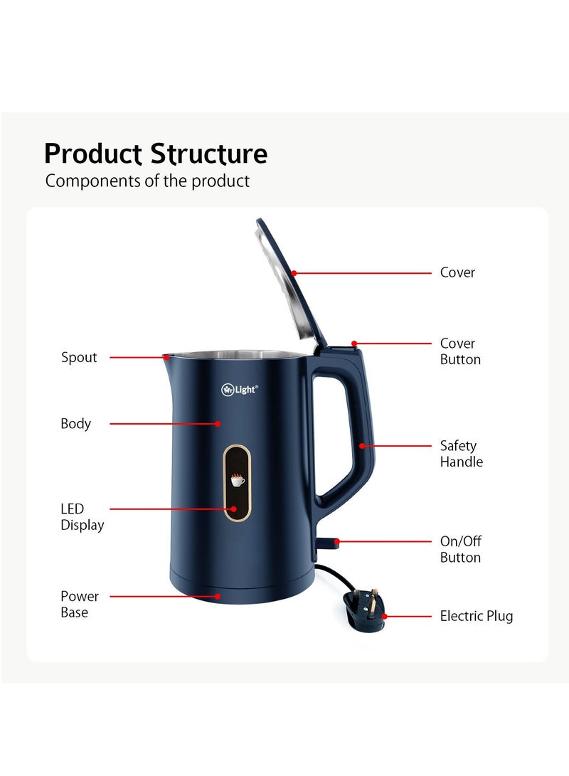 Stainless Steel Electric Kettle 1.7 L Super Fast Boiling 360 Cordless Rotation Auto Cut Off