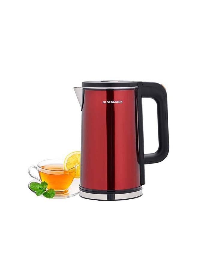 Electric Kettle With Double Wall Cool Touch Body and 360 Degree Rotational Base 2.0 L 1500.0 W OMK2483 Red/Black