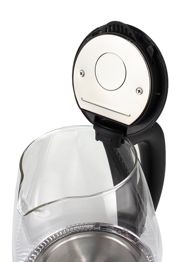 1.8 L Cordless Kettle - Glass Kettle with Safety Lock Lid | 360-degree Swivel Base - Auto Shutdown, Power On/Off Indicator Light Feature | Instant Water Heater And Tea Maker 1.8 L 1500 W SKT-1809 Silver