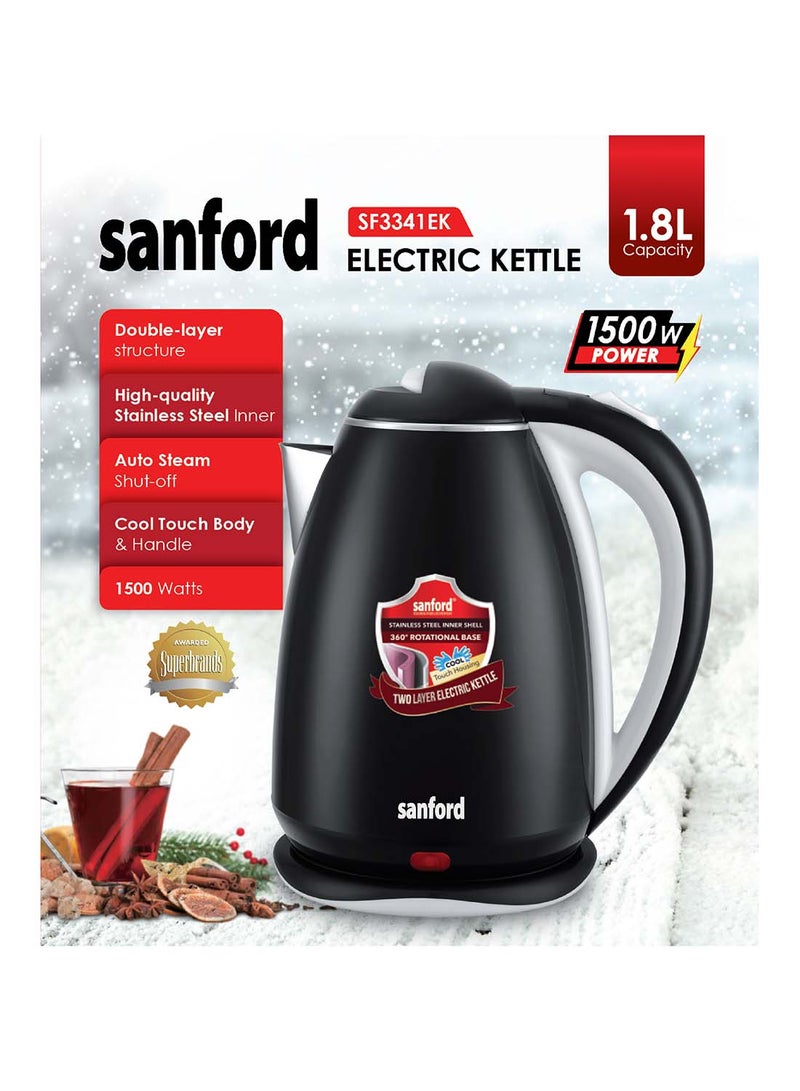 STAINLESS STEEL DOUBLE LAYER ELECTRIC KETTLE 1.8 L 1500 W SF3341EK-1.8L BS black, white, Red, Pink