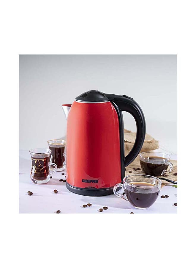 Double Layer Electric Kettle Cordless Water /Tea Kettle with  Stainless Steel Double Wall, Auto Shut-Off & Boil-Dry Protection | Ideal for Coffee, Tea, Water & More | 2 Years Warranty 1.7 L 1800 W GK38013 Red/Black