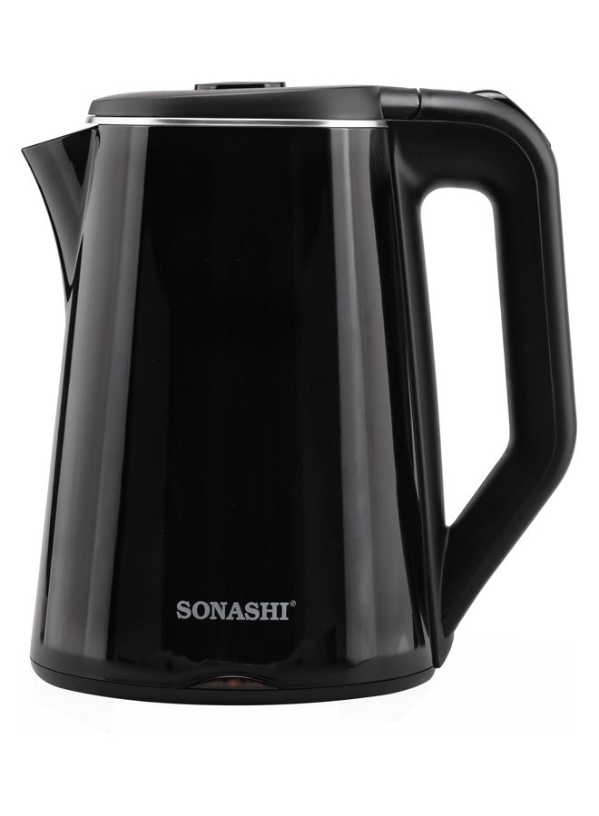 1.8 L Cordless Kettle - Stainless Steel Kettle with Double Layer Body | 360-degree Swivel Base - Auto Shutdown, Power On/Off Indicator Light Feature | Instant Water Heater And Tea Maker 1.8 L 2200 W SKT-1808N Black