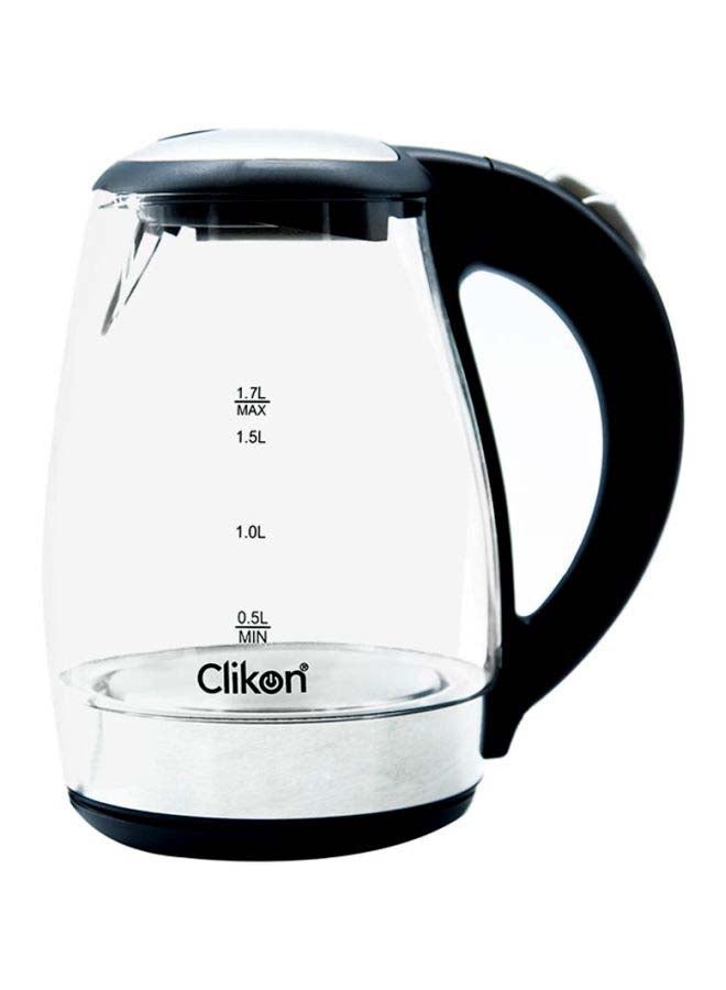 Cordless Glass Body Electric Kettle With LED Glow Indicator 1.7 L 2200 W CK5128 Clear/Black/Silver