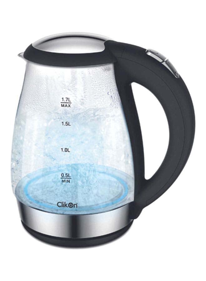 Cordless Glass Body Electric Kettle With LED Glow Indicator 1.7 L 2200 W CK5128 Clear/Black/Silver