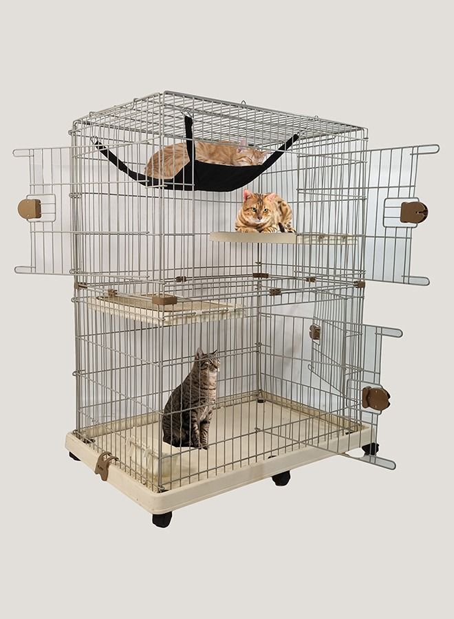 Cat Cage, Indoor cage, Pet Puppies, Detachable Metal Mesh cage, Rabbit Cage, Pet Cage, DIY Installation, Modern Design, Easy to Assemble, Movable, Yellow Color, 115 cm height