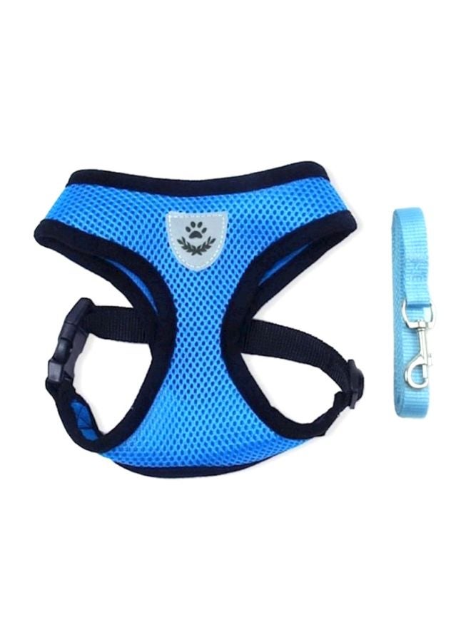 2-Piece Pet Harness And Traction Rope  Set Blue/Black Small