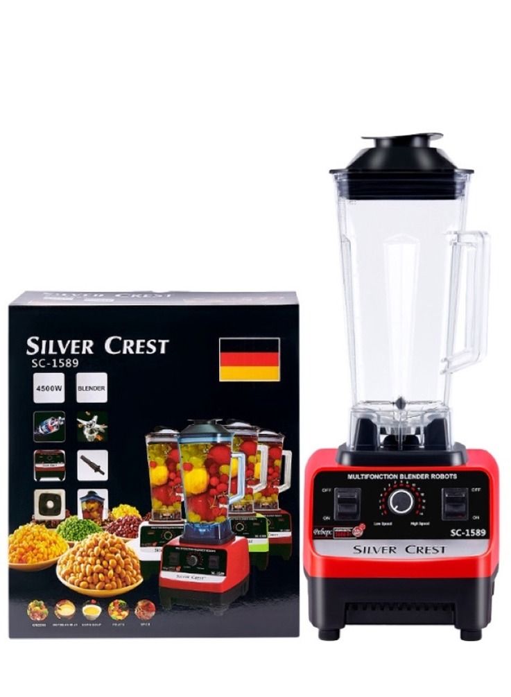 15-Speeds Multifunctional Countertop Blender Ice Shaver Food Grinder 2.5L 4500W SC-1589 Black Red