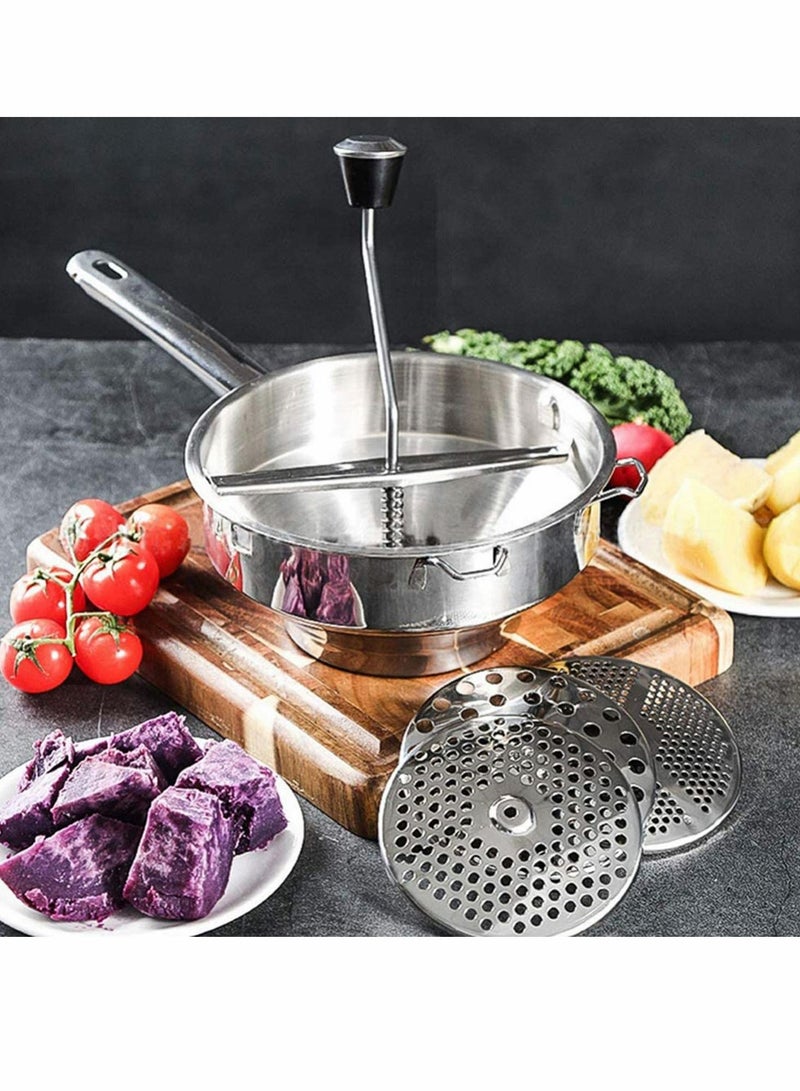 Food Chopper Food MillChopper Manual Vegetable Cutter Food Processor Fruit Dicer Puree Vegetables Soups Making Grater for Kitchen Strainer, Mixer and Drainer