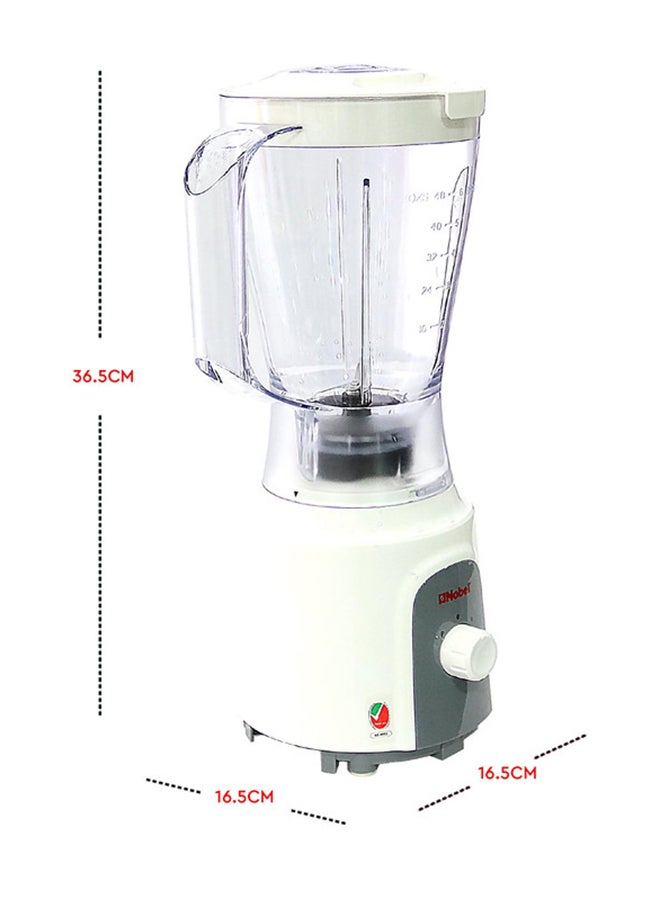2 in 1 Blender Table Top, 1.5 Litres Jar Stainless Steel Blade 400W, 2 Speeds Control With Pulse, Full Copper Motor 1.5 L 400 W NB102 White