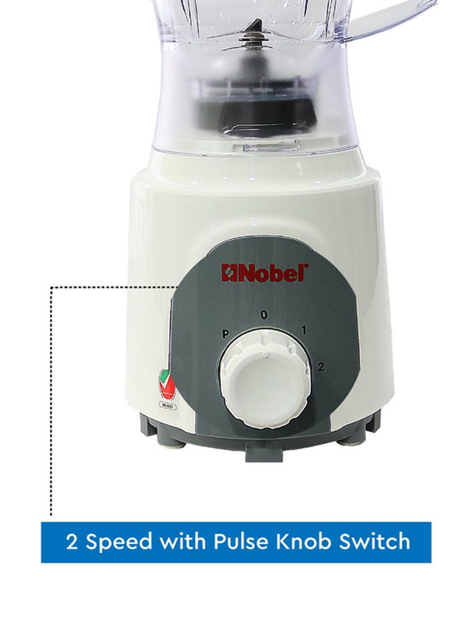 2 in 1 Blender Table Top, 1.5 Litres Jar Stainless Steel Blade 400W, 2 Speeds Control With Pulse, Full Copper Motor 1.5 L 400 W NB102 White