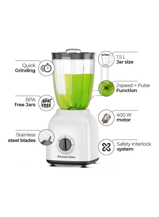 3-In-1 Blender, Grinder & Chopper, 1.5L Smoothie Maker, 2 Speeds, for Coffee, Spices & Nuts 1500 ml 400 W RHBBWM102 Multicolour