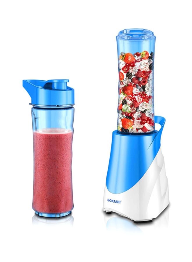 Sports Blender Smoothie Maker - Personal Blender with Portable Bottle | Includes Extra Sport Bottle (600ML) with Lid | Featured with Stainless Steel Blade, Safety Lock, and Overheat Protection 600 ml 300 W SB-164 Blue/White