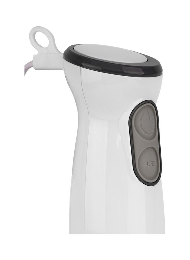 4-in-1 Hand Blender Chopper Whisker Mixer | Durable Stainless Steel Blade & Removable Stick | Comes with 600ml Plastic Jar, 500ml Chopper and Blending Wand | Power Watt 400 SHB-184JCW White