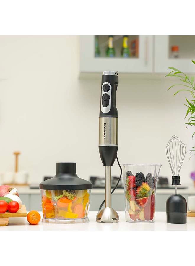 Powerful Copper Motor 2 Speed Modes 4 in 1 Hand Blender OMHB2462 Black/Silver/Clear