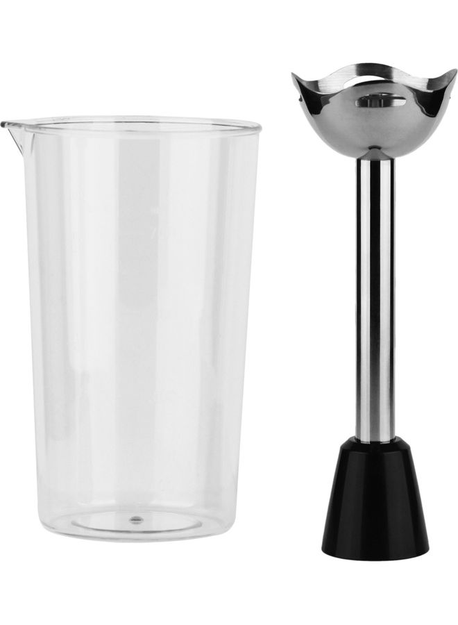 Hand Blender Stainless Steel Shaft | 2 Speed Powerful Motor with 700ml Plastic Jar and Blending Wand | Ideal for Smoothies, Shakes, Baby Food, & Fruits SHB-186J Black