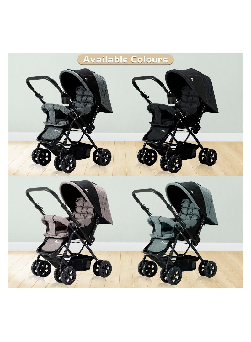 Reversible Baby Travel System With Ergonomically Designed Baby Car Seat - Dark Grey