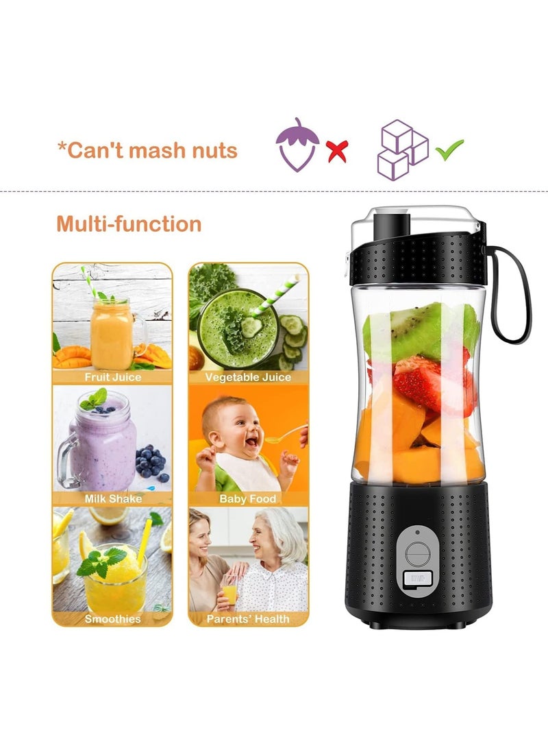 Portable Personal Blender for Smoothie and Shakes，Powerful 3D Blades USB Rechargeable Juicer Cup（Black）