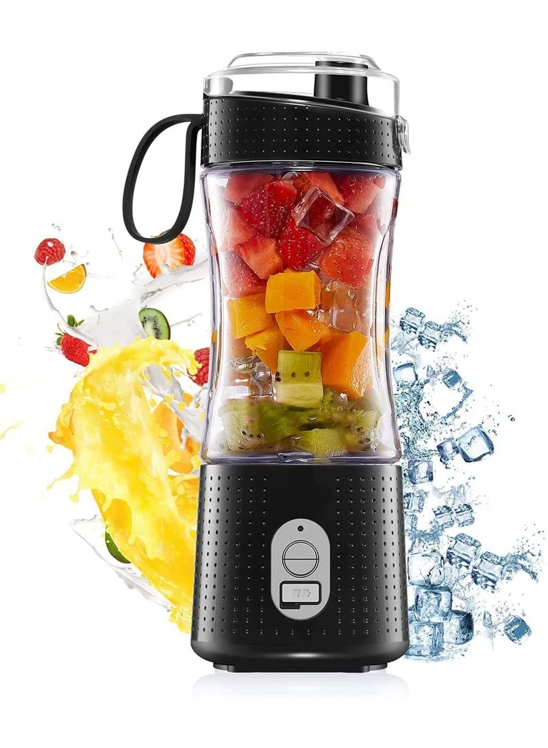 Portable Personal Blender for Smoothie and Shakes，Powerful 3D Blades USB Rechargeable Juicer Cup（Black）