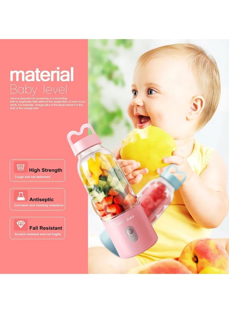 Portable Blender 500ml，Portable Personal Blender for Smoothie and Shakes，Powerful 4D Blades 4000mAh USB Rechargeable Juicer Cup