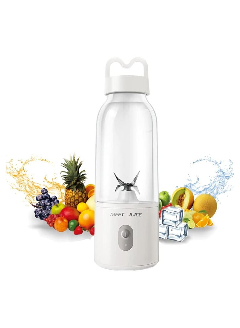 Portable Blender 500ml，Portable Personal Blender for Smoothie and Shakes，Powerful 4D Blades 4000mAh USB Rechargeable Juicer Cup