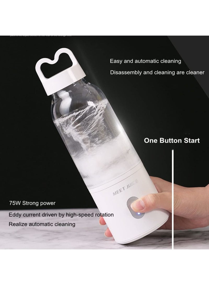Portable Blender 500ml，Portable Personal Blender for Smoothie and Shakes，Powerful 4D Blades 4000mAh USB Rechargeable Juicer Cup