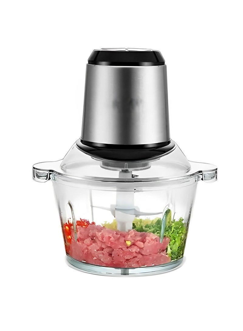 Food Processor and Blender Vegetable Chopper & Meat Glass Bowl 2L Large Capacity Ingredients, Detachable Stainless Steel Sharp Blade