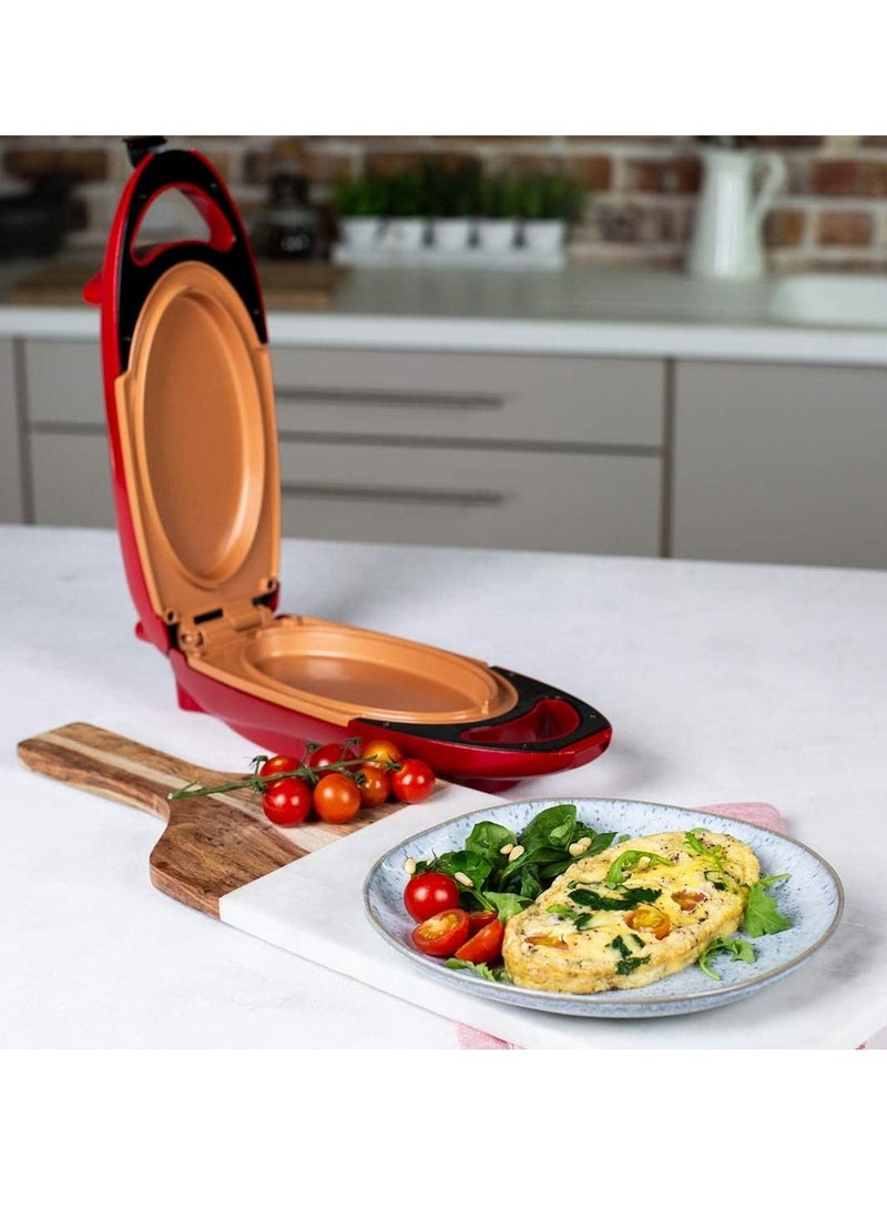 Red Copper 5 Minute Chef Electric Frying Pan Smokeless Nonstick Pan Steak