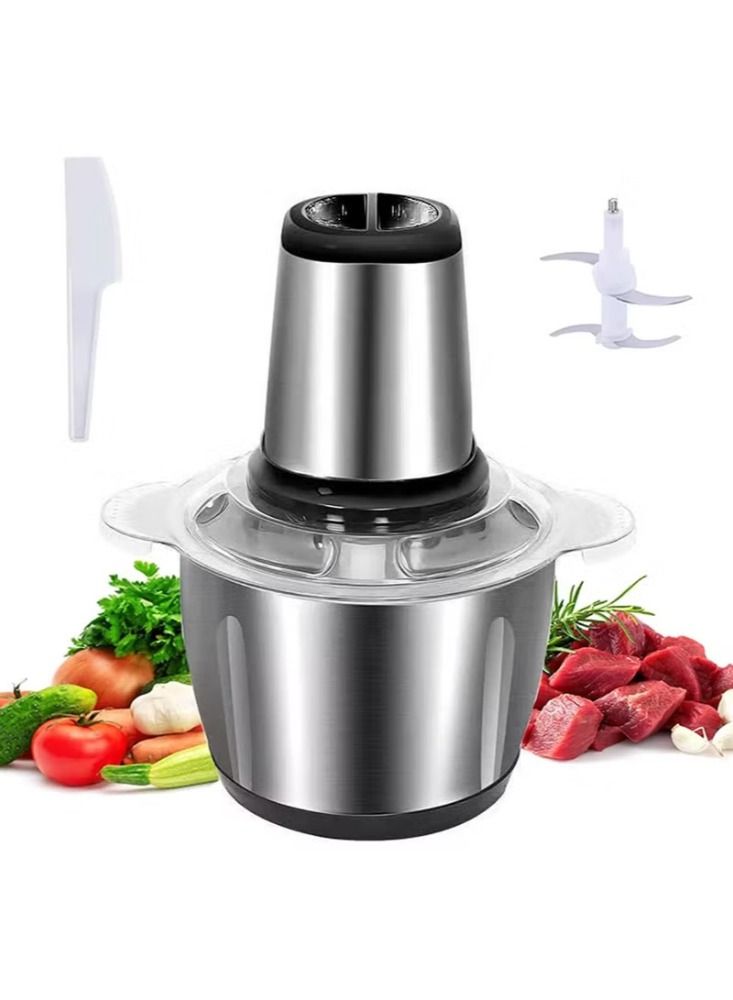 Food Chopper with 3L Stainless Steel Bowl Meat Chopper With Bi-Level Blades, 2 Speed Levels, 300W Multi Food Chopper For Meat, Vegetables, Fruits And Nuts