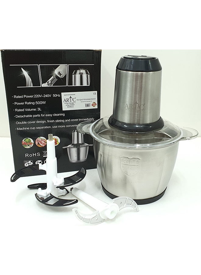 Electric Food Chopper 3.0 L 500.0 W ARTC-S6-8 Silver