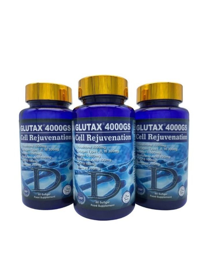 GLUTAX 4000GS - Cell Rejuvenation - Powerful skin Whitening Capsules - Formulated in Italy - 1 Piece