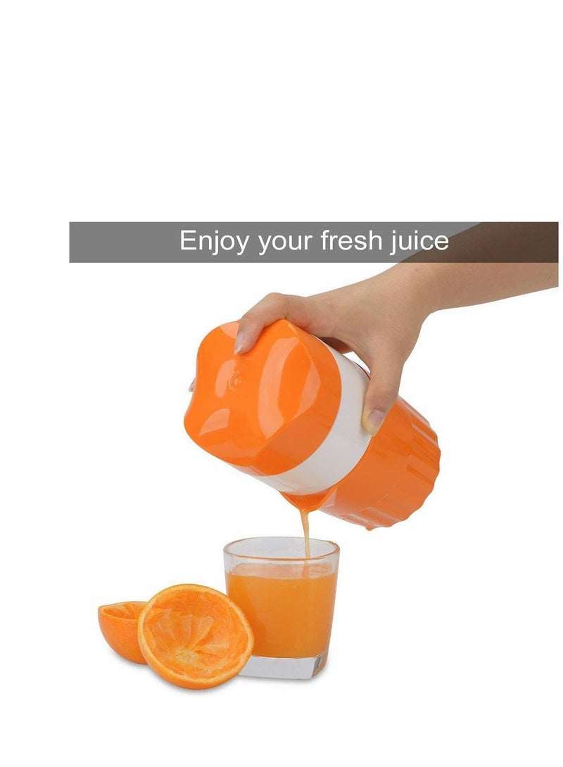 Manual Hand Juicer, Citrus Juicer Lemon Squeezer Press with Strainer and Container for Orange Grapefruit Lime Rotation Tangerines Other Fruits in Home Kitchen(Orange Color)