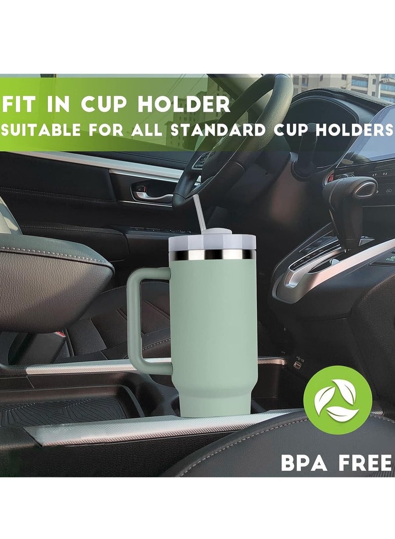 40oz Insulated Cup with Lid and Straw, Reusable 304 Stainless Steel Water Bottle, Iced Coffee Bear Travel Mug for Car/Gym/Fitness (Green)