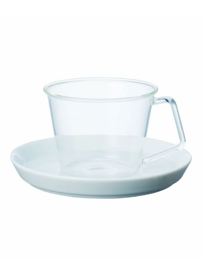 Cast Cup And Saucer White, Clear