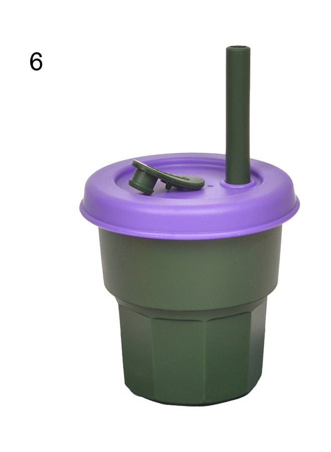 Flexible Heat-Resistant Silicone Unbreakable Tumbler Jug with Straw Green/Purple
