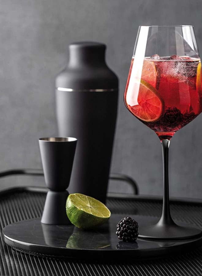 4-Piece Manufacture Rock Red Wine Glass Set Clear/Black