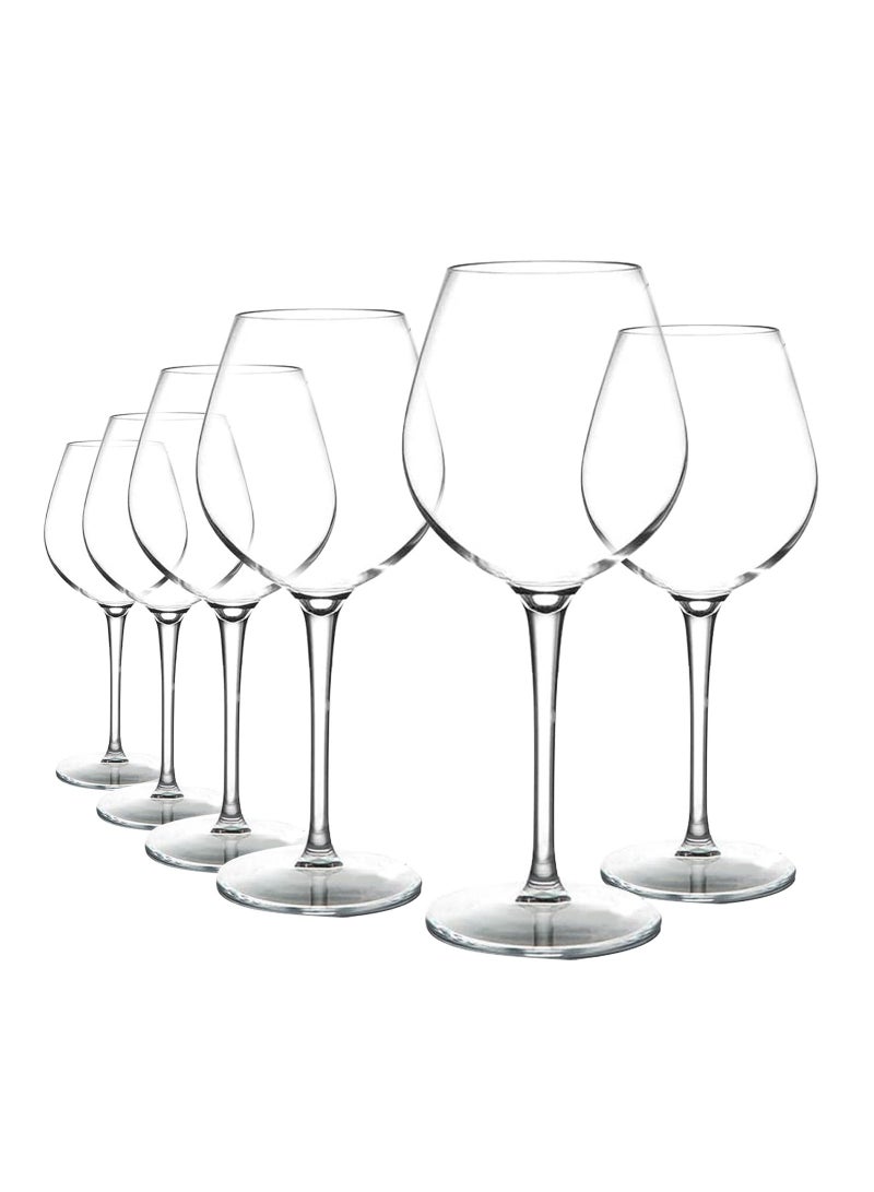 Crystal Red Wine Glasses Set of 6, 17 Ounce Thin Rim Classic Round Bowl Stemmed All-purpose Wine Glass Set