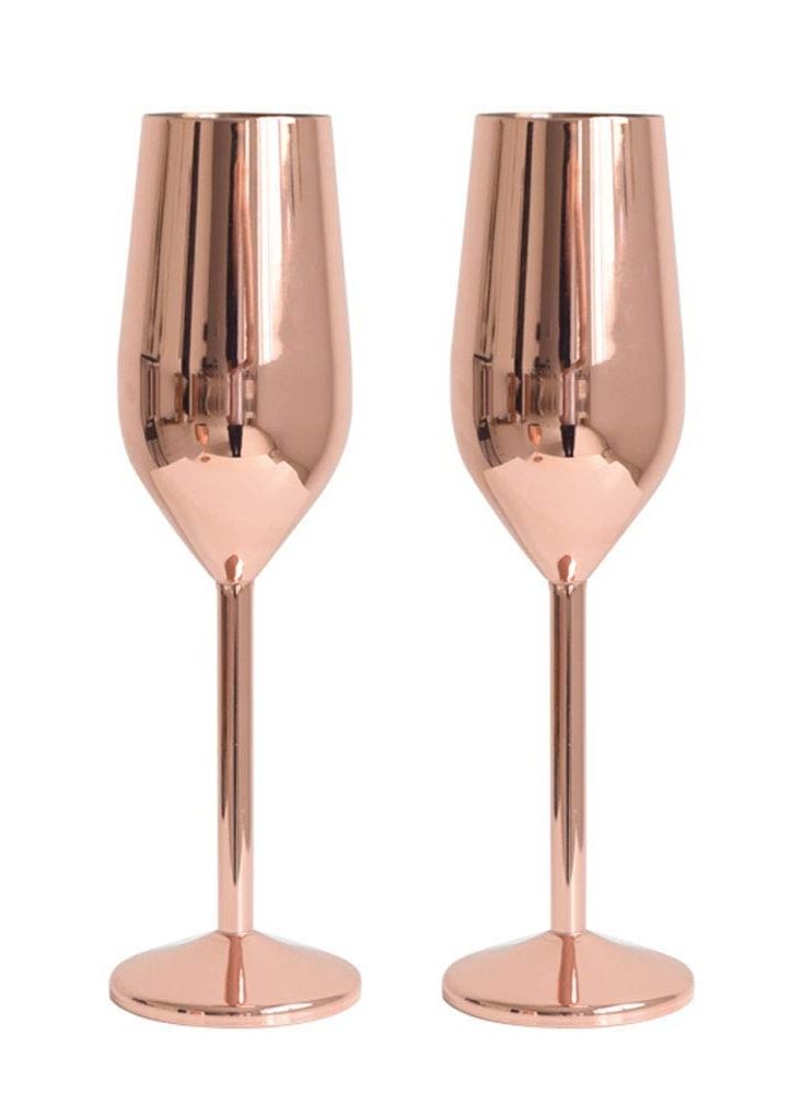 Drank Cup Set, Stainless Steel Drank Glasses Set for Birthday Anniversary Wedding Gifts Party Club Set of 2( 220ML Rose Gold)