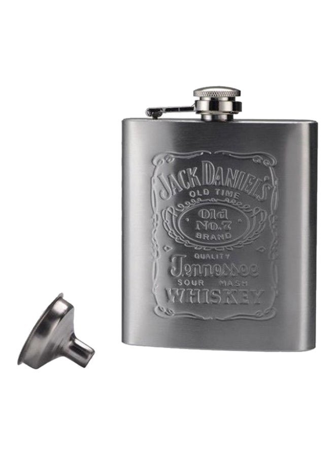Jack Daniels Stainless Steel Hip Flask Grey 19 x 17 x 4.5cm