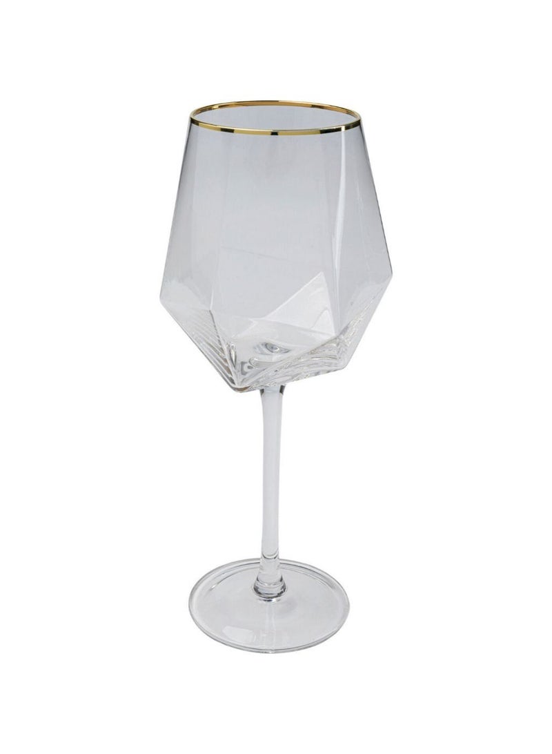 Wine Glass Diamond Clear/Gold Rim