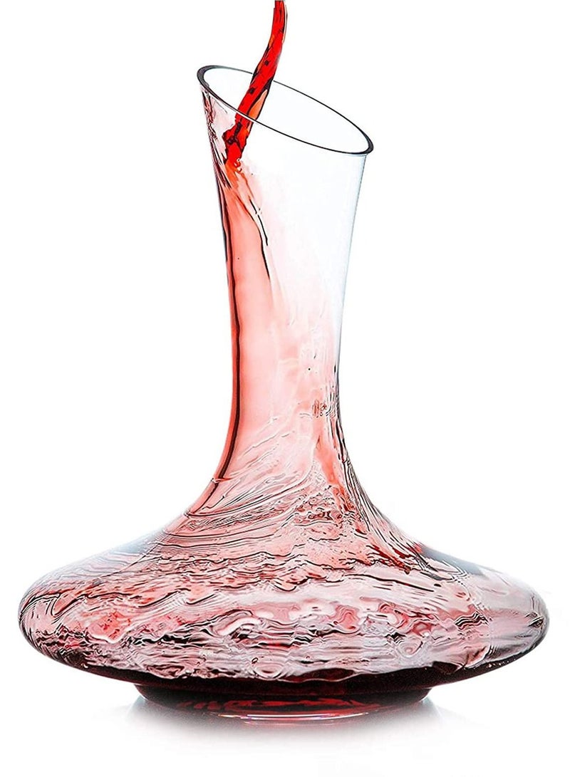 Wine Decanter, Hand Blown Lead Free Crystal Wine Carafe, Large 1800 ml Capacity, Red Wine Aerator and Breather, Glass Wine Pitcher Set