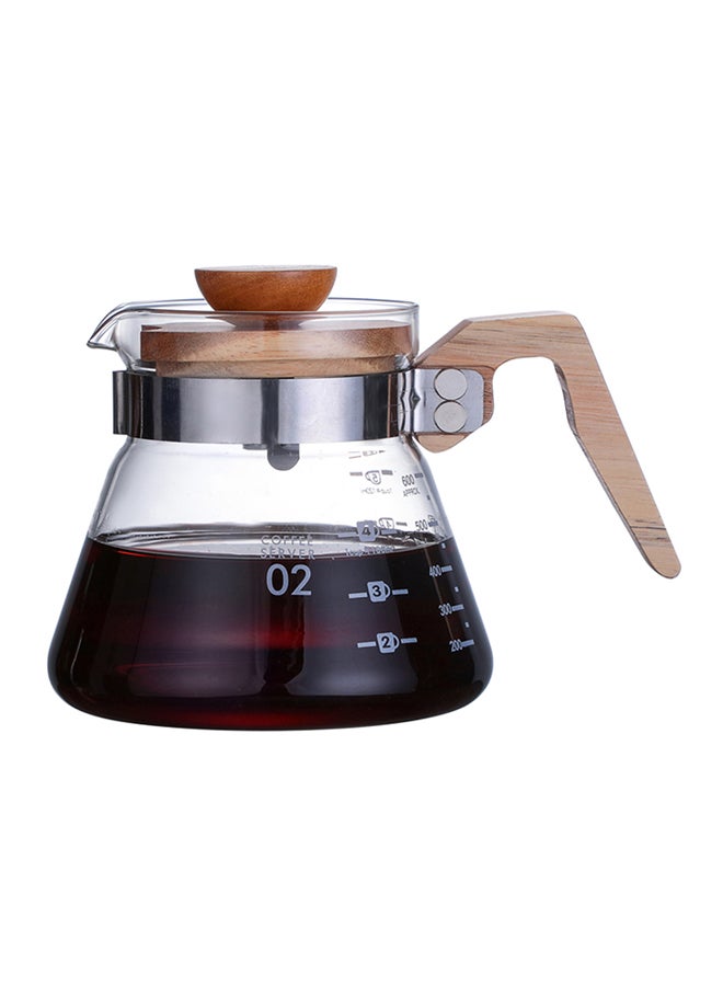 Wooden Handle Coffee Server With Lid Brown/Clear 600ml